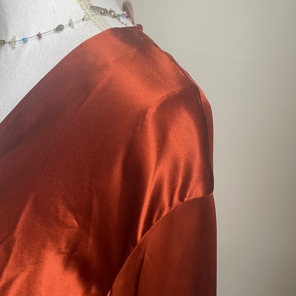 Cinq à Sept Rust Satin Tunic pure silk NWOT - Picture 3 of 11
